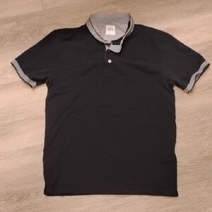 Zara Black Polo Shirt with Gray Accents